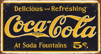 CLASSIC COCA COLA - COKE VINTAGE LOGO - OFFICIALLY LICENSED STEEL METAL ADVERTISING WALL PLAQUE SIGN - 21CM X 40CM PEPSI
