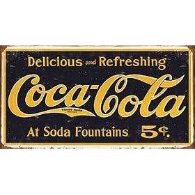 CLASSIC COCA COLA - COKE VINTAGE LOGO - OFFICIALLY LICENSED STEEL METAL ADVERTISING WALL PLAQUE SIGN - 21CM X 40CM PEPSI