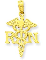 14K Gold Polished RN Pendant Jewelry FindingKing