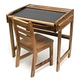 Lipper International Childs Desk with Chalkboard Top and Chair Set, Acacia
