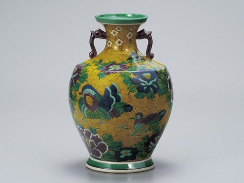 九谷焼 花瓶 吉田屋花鳥 10号 