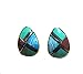 Sterling Silver & Multi Stone Inlay Stud Earrings ~Southwest Post