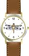 Dragonfly or Dragon Fly Insect - Animal - WATCHBUDDY&reg; DELUXE TWO-TONE THEME WATCH - Arabic Numbers - Brown Leather Strap-Size-Large ( Men's Size or Jumbo Women's Size )