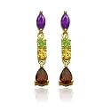 Yellow Gold Overlay Sterling Silver Multi-Gemstone Earrings