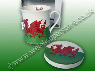 Wales Welsh flag mug & coaster set