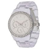 Fossil Women's ES2608 Clear Plastic Bracelet White Glitz Analog Dial Multifunction Watch