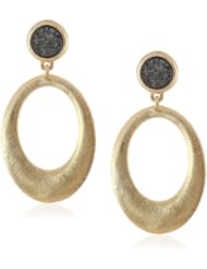 Marcia Moran "Mystere" Gold Plated Round and Oval Dangle Drop Earrings