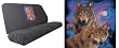 Car Truck SUV Wolf Print Rear Bench or Small Truck Seat Covers Charcoal Grey 2 piece Wolves