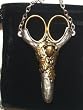 Victorian English Heirloom English Oak Acorn Pewter Sewing Chatelaine Scissors