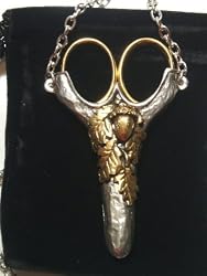 Victorian English Heirloom English Oak Acorn Pewter Sewing Chatelaine Scissors