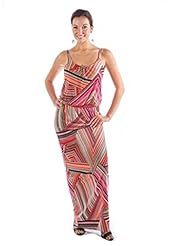 Geometric Print Sleeveless Rayon/Spandex Maxi Dress 