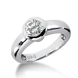Round Diamond Solitaire Bezel Set 14K Gold Engagement Ring (0.5ctw, F - G Color, SI2 Clarity)