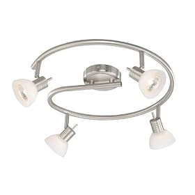 Spot Light - 4 Light Track Spot Lighting Fixture - Satin Nickel - White Frosted Opal Glass... by Vaxcel Lighting