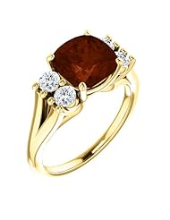 14K Yellow Gold 8.00x8.00mm Antique Cushion Cut Mozambique Garnet and Diamond Ring -- LIFETIME WARRANTY
