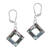 Sterling Silver Iridescent Lavender Swarovski Elements Square Drop Lever Back Earrings