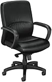 Basyx VL682SP11 VL680 Series Managerial Mid-Back Chair with Black Leather Upholstery