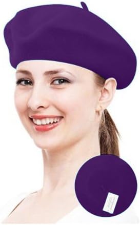 True Wool Beret-Taupe Color For Women in Dark Purple