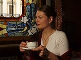 A Woman Drinks Russian Tea at the Grand Hotel Europa Premium Photographic Poster Print, 18x24