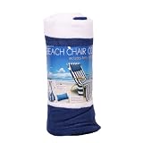 100% Cotton Terry Beach Chair Cover with inflatable terry pillow - Blue & White stripes