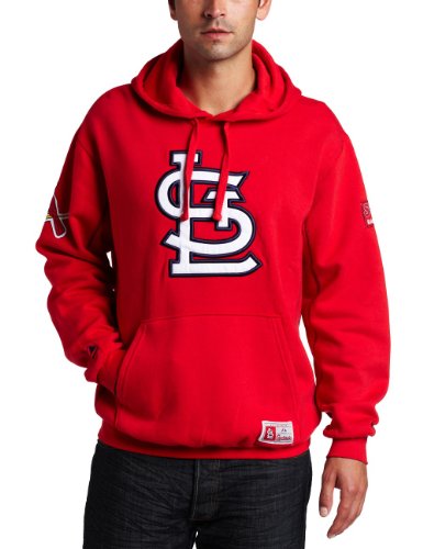 MLB Men's St.Louis Cardinals Be Proud Long Sleeve Hooded Fleece Pullover, Athletic Red/Athletic Navy, Medium