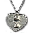 Silver-Plated Necklace with a Heart-Shape Pendant with a Chalice