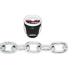 Campbell 0140623 System 3 Grade 30 Low Carbon Steel Proof Coil Chain in Round Pail, Zinc Plated, 3/8" Trade, 0.37" Diameter, 63' Length, 2650 lbs Load Capacity