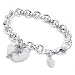 Sterling Silver Rolo w/Diamond Key/Heart Charms Bracelet 7.5