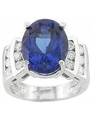 18K White Gold Tanzanite and Diamond Ring -- LIFETIME WARRANTY