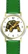 Turtle or Tortoise Animal - WATCHBUDDY&reg; DELUXE TWO-TONE THEME WATCH - Arabic Numbers - Green Leather Strap-Size-Large ( Men's Size or Jumbo Women's Size )