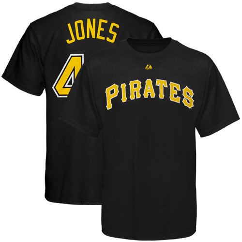 Majestic Pittsburgh Pirates #46 Garrett Jones Black Player T-shirt (XX-Large)