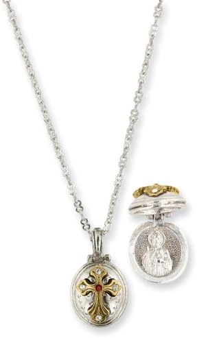 Silver-tone & Gold-tone Saint Jude Lift-Up Cross 20 Inch Necklace