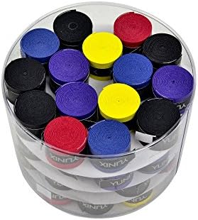 DOUBLETOP 60 PCS Anti-slip Racket Grips Badminton Bat Tennis Fishing Rod Tape Sweatband (Black, Blue, Purple, Yellow, Red) PU soft, absorb moisture and anti-slip overgrip