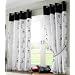 White / Black Eyelet Curtains - Embroidered Lined Voile - Tahiti 56'' x 90''