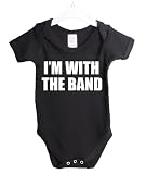 I`m with the band music funny babygrow baby suit gift 6/12 Months black vest white print: baby clothes music