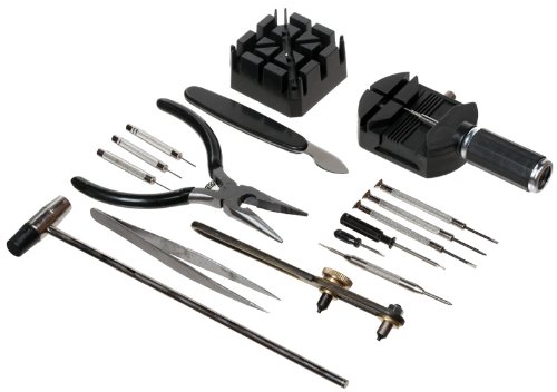 16 Piece Watch Battery and Band Replacement Tool Kit (BLACK)
