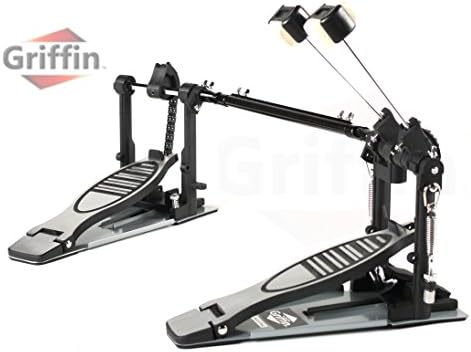 Double Bass Drum Pedal Kick Heavy-Duty Drummers Twin Hardware Griffin Percussion