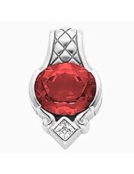 14K White Gold Oval Cut Mozambique Garnet and Diamond Pendant -- LIFETIME WARRANTY
