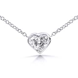 1/4 Carat Heart-Shaped Bezel Set Diamond Solitaire Necklace (HI/SI1-SI2) in 14k White Gold (16