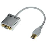 Cyelee Gold-plated Aluminium Shell Built-in Driver Male USB 3.0 to Female VGA Converter Adapter for Multiple Monitors up to 1920x1080P