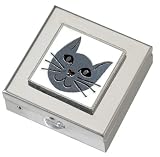 White Kitty Cat Small Vitamin Case - Polished w/Mirror