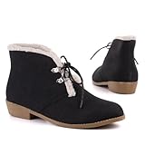 Damen Schuhe, STIEFELETTEN, SCHNÜR BOOTS, Z59, Synthetik in hochwertiger Leder Optik, Schwarz, Gr 40