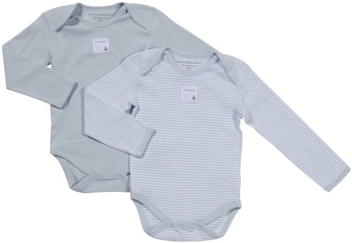 Burt's Bees Baby Baby Boys' 2 Pack Essentials L/S Bodysuits (Baby)-Sky Stripe