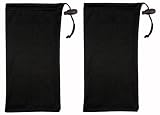 Two (2) Black Microfiber Cleaning and Storage Pouches / Sacks / Cases for Sunglasses and Eyeglasses