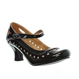 Womens Black Patent Low Heel Dolly Shoes SIZE 3-8
