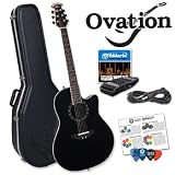 Ovation 1861AX-5 Standard Balladeer Super-Shallow Acoustic/Electric Guitar Kit. Hard Case, Ultra Stand, Planet Waves 16 Pick Sampler Pack (#PW-SAMPLER), Guitar Strings, Guitar Strap, Planet Waves 10ft Cable