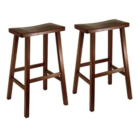 Click here to buy Winsome 94189 walnut Beechwood SET OF 2 BAR STOOL 29 INCH SADDLE SEAT by Canon.