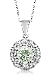 2.10 Ct Round Green Amethyst 925 Sterling Silver Pendant
