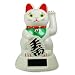 Japanese Maneki Neko Fortune Cat Lucky Cat White Solar Powered Waving Arm!