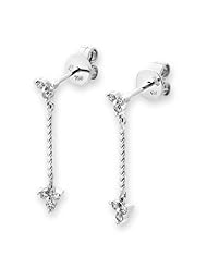 (X1000Diamond) 18K/750 White Gold Falling Star Diamond Accent Dangling Earring (0.17 cttw, G-H Color, VS2-SI1 Clarity)