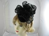 Elegant Black chiffon Petals & feathers Juliet cap fascinator On head band .Wedding, Ascot, Ladies day .
